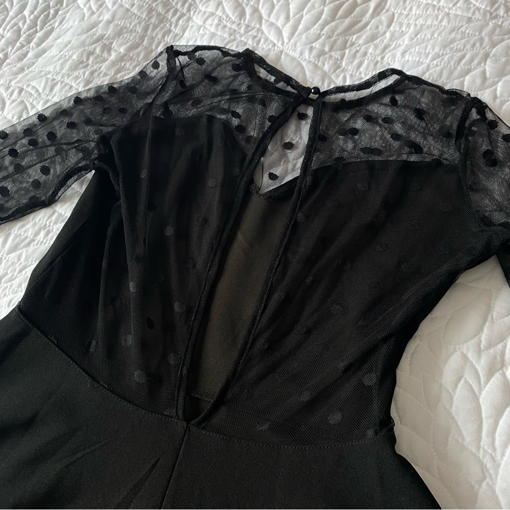 Black Dress w Sheer Polka Dot - Picture 5 of 7